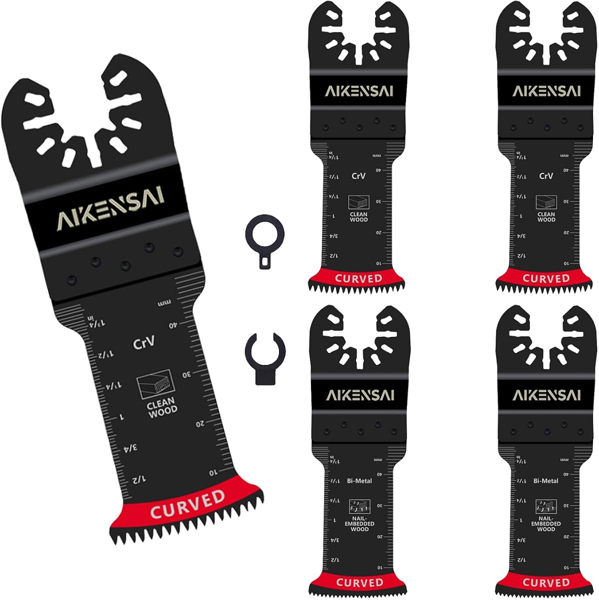 7 PCS Curved Oscillating Saw Blades, Multitool Blades with Arc Edge for Wood and Metal, Oscillating Tool Accessories Fit Dewalt Milwaukee Makita Bosch Dremel etc