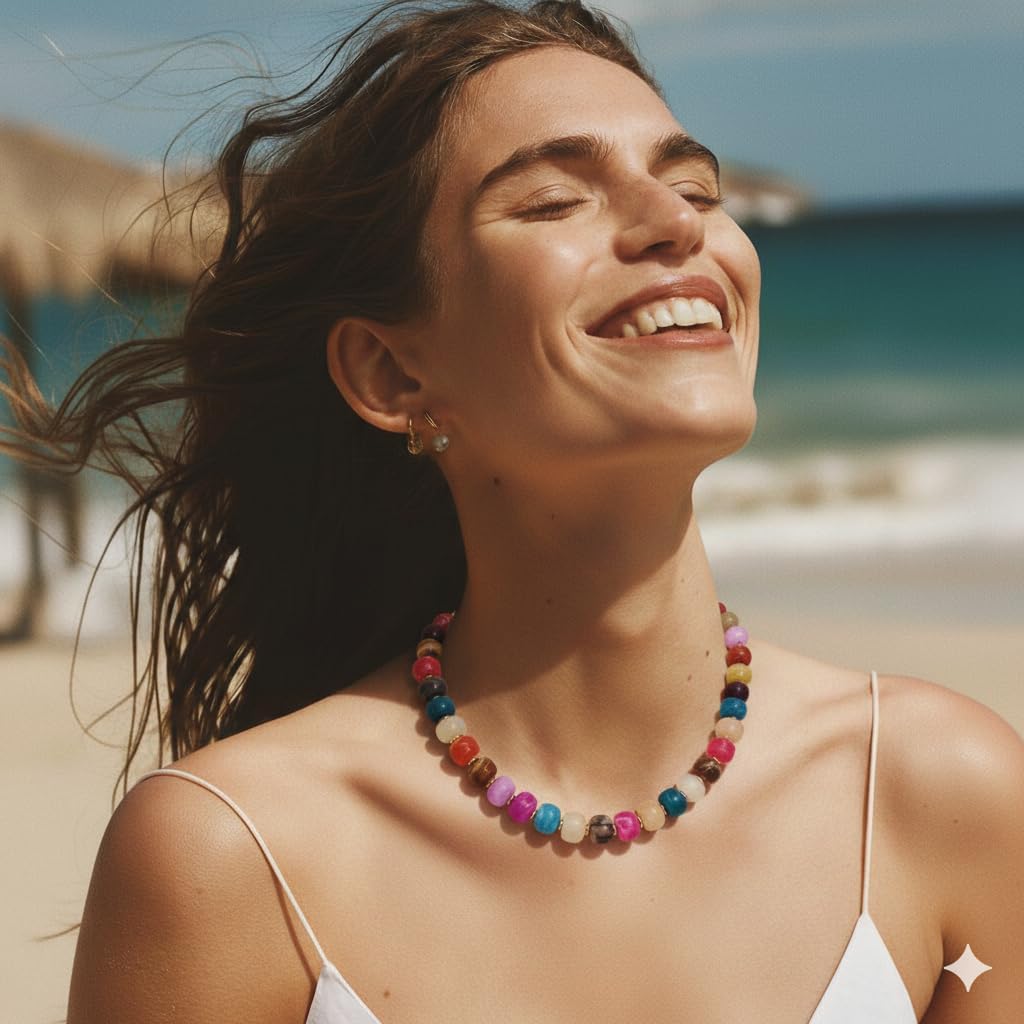 LILIE&WHITE Resin Chunky Beaded Necklace for Women Minimalistic Modern Statement Necklace Jewelry Accessories - Image 3