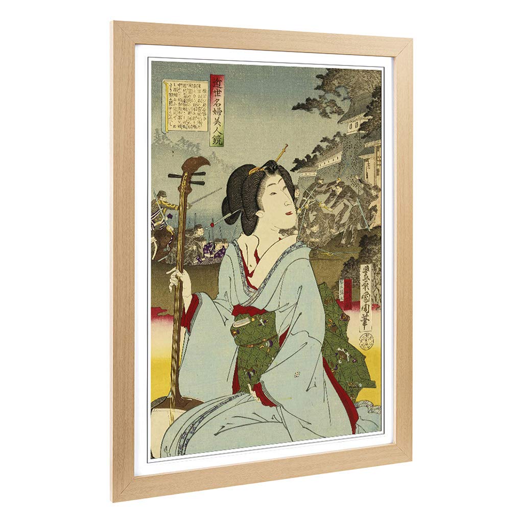 Big Box Art Framed Print of Toyohara Kunichika Japanese Oriental Geisha Design | Wall Art Picture | Home Decor for Kitchen, Living Room, Bedroom, Hallway, Oak, A2 / 24.5x18 Inch / 62x45cm