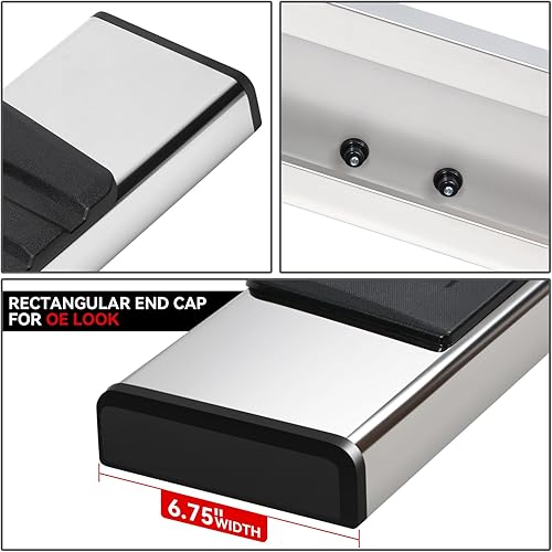 Miniatura 3 de DNA MOTORING STEPB-A-0025 - Estribos laterales anchos de 6.75 pulgadas, de acero inoxidable, compatibles con Ram 1500 Crew Cab 4Dr, cromonegro,