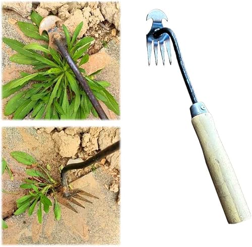 RIYUNE 2023 New Weeding Artifact Uprooting Weeding Tool,High Manganese Steel Forged Weed Puller,Multi-Tine Weed Eater (A)