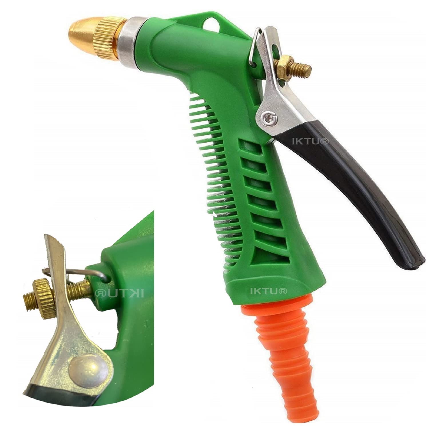 IKTU® Hose Nozzle Water Spray Gun with Water Flow Control Valve, Lever Spray for Gardening, Watering Plants, Wash Car, Bike & Lawn
