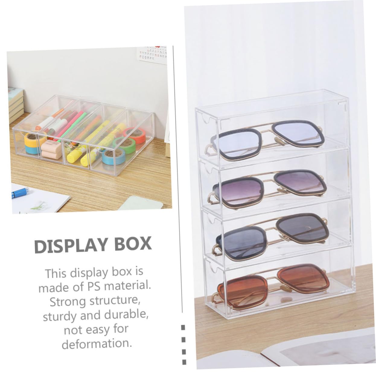 VALICLUD 2piezas Estuche De Gafas Caja Transparente Práctica Para Almacenar y Mostrar Gafas De Sol y Graduadas