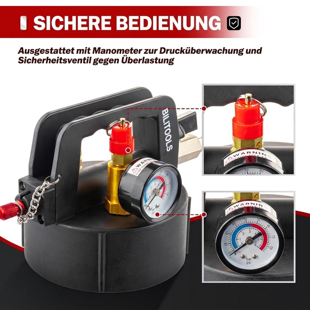 BILITOOLS Getriebeöl-Einfüllgerät Druckluft, Pneumatische Getriebeölpumpe | 8L automatisch Getriebeölwechsel Set zum Befüllen & Absaugen mit 15 ATF-Adaptern