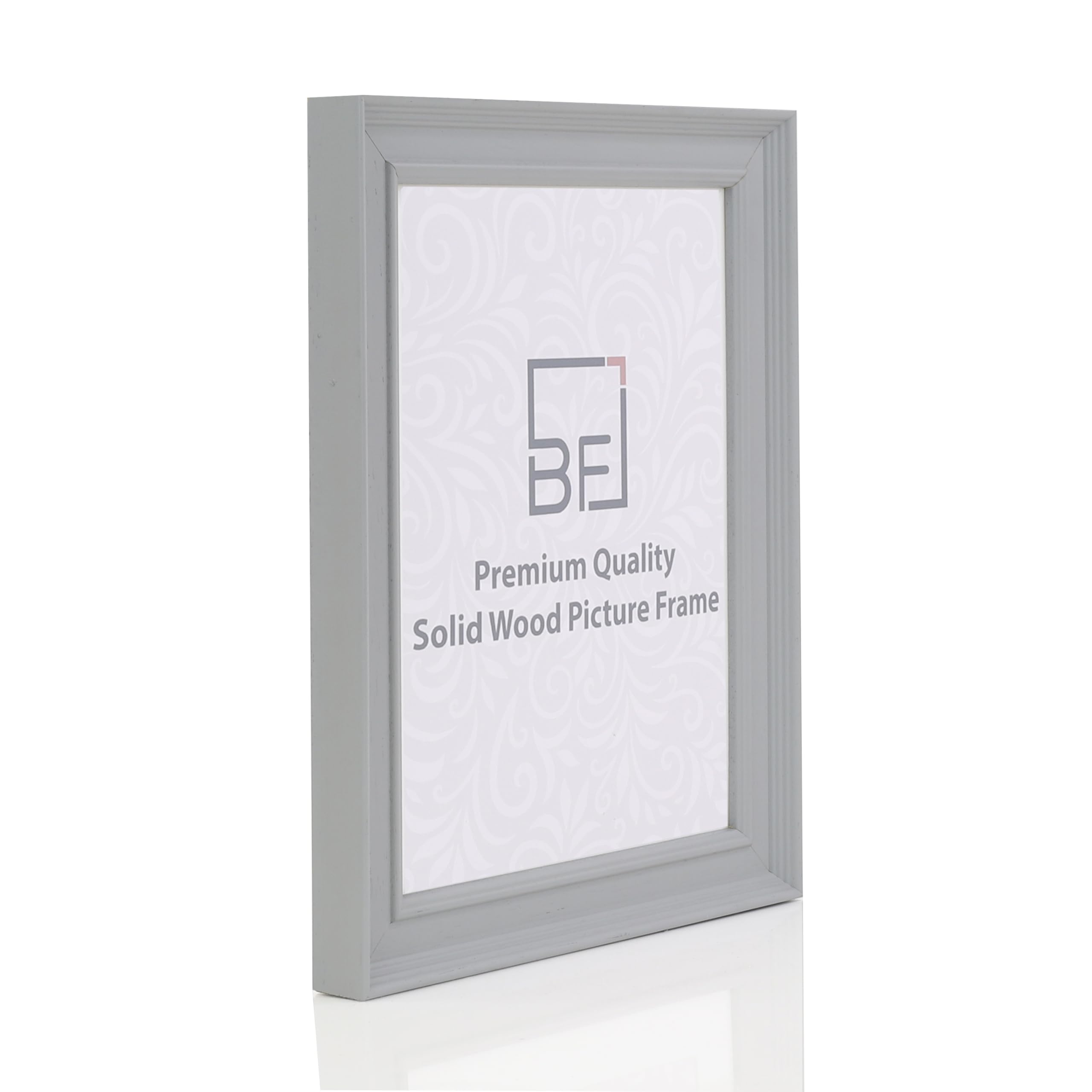 Boldon Framing - 50x70cm Pale Grey Painted Solid Wood Picture Photo Poster Frame, Modern Stepped Profile Wall Mounted Safety Glazing