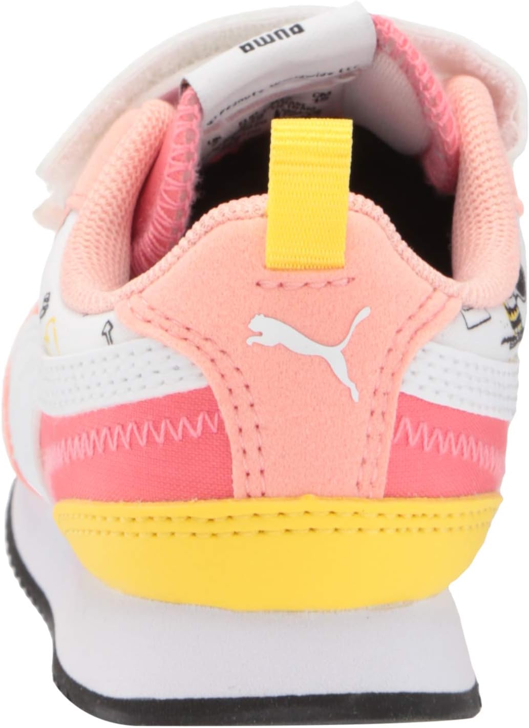 PUMA Kids' Peanuts R78 Hook and Loop Sneaker, Apricot Blush White-Maize