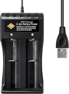 Wooten Battery Charger, 18650 Li-ion Battery Charger, 18650 Rechargeable Battery Charger, 2 Slot LED Battery Charger for 10440 14500 16340 14650 18350 18500 26650 18650 Batteries
