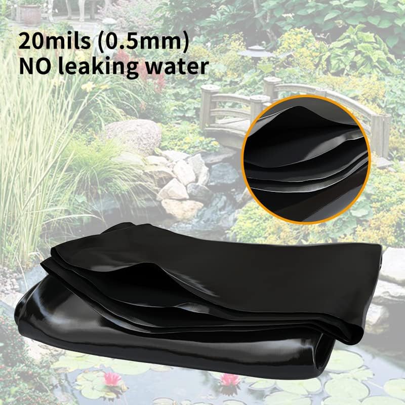 Miniatura 6 de Pond Liners LLDPE 25 x 20 pies 20 Mils más suave más flexible cascada estanque de peces estanque negro forro de pato grande agua jardín estanque