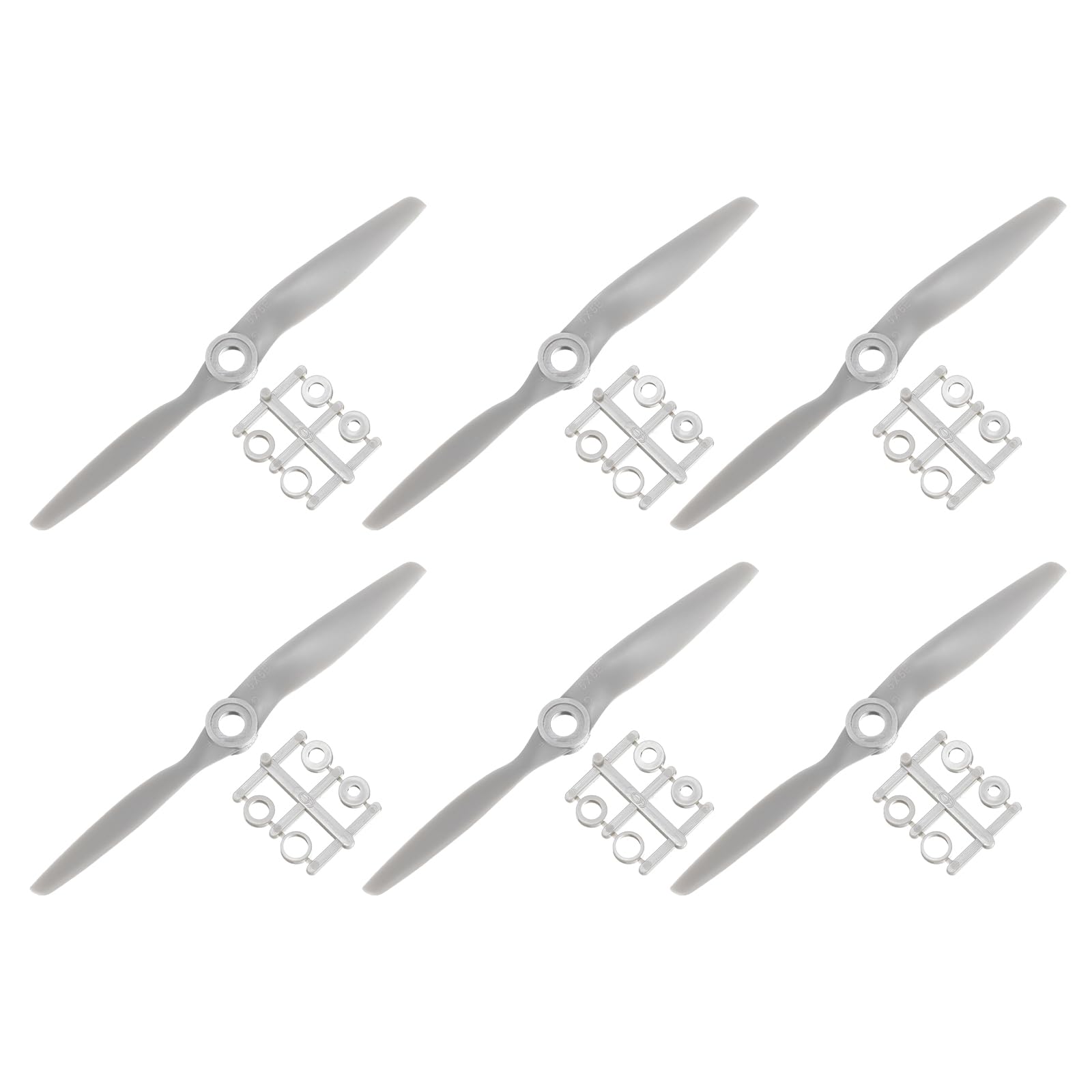 sourcing map 6Pcs 8x4 Inch Propeller RC Propellers 2-Vane Blades Props Gray with Adapter Rings for RC Airplane Aircraft Prop Replacement