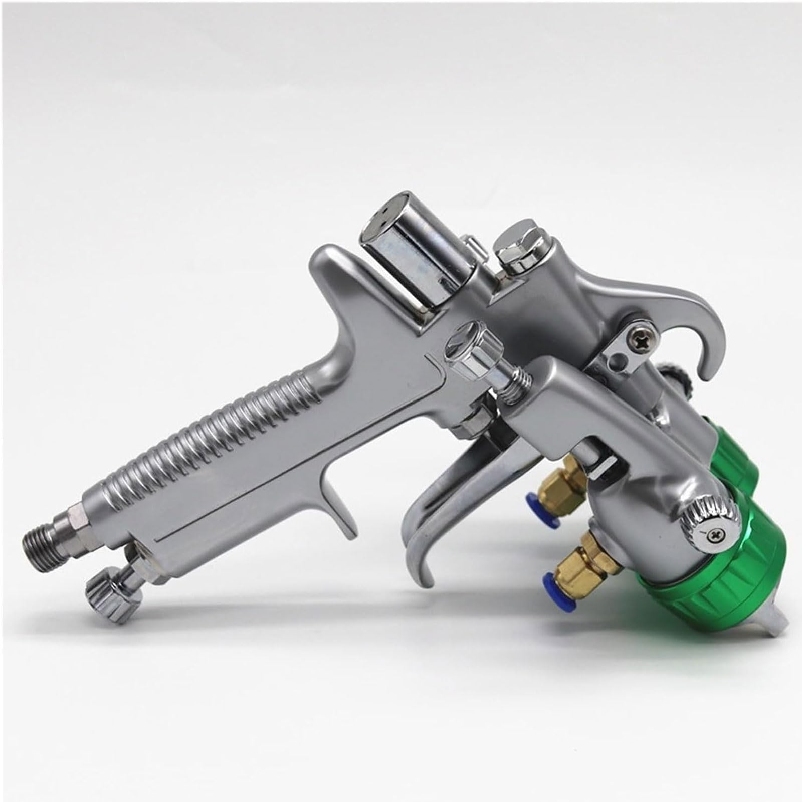 Pulverizador de pintura de alimentación a presión, pistola de pulverización de doble cabezal con boquilla de 1,3 mm, capacidad de olla de 1000 ml, máquina de pintura neumática de alta presión, consumo