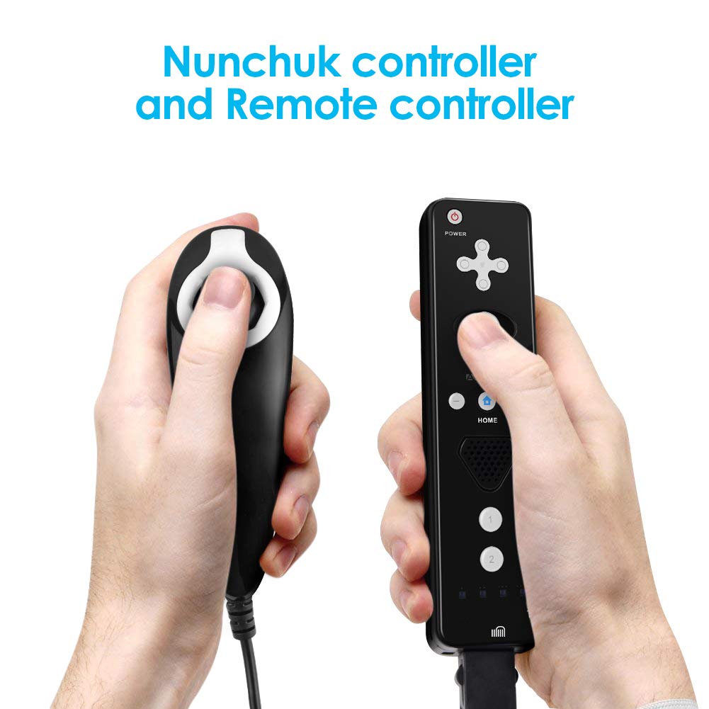 ameego GN-009RN DB Unique design Wireless Remote controller & Nunchuck Controller with Silicon Case and Wrist Strap for Nintendo Wii & Wii U & Mini Wii (Design-B Black)