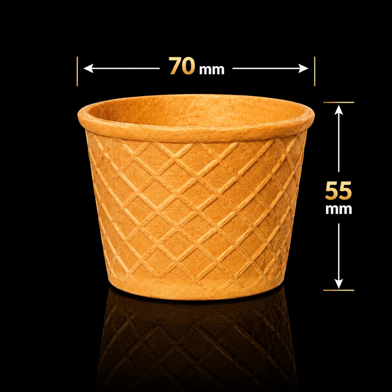 Cone Kings Waffelbecher 100ml 70x55 mm, Eisdielen-Qualität, für Eis und Desserts (50 Stück)