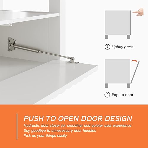 Miniatura 7 de WAMPAT Soporte de TV para TV de 85 pulgadas + con luz LED de 16 colores, centro de entretenimiento blanco para mesa consola de TV de 60 a 75