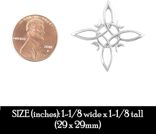 Miniatura 8 de Woot & Hammy Witch's Knot with Four Crescent Moons Pendant, Four Pointed Celtic Knot,100% Sterling Silver, Handmade