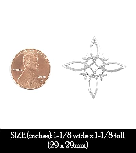 Miniatura 8 de Witch's Knot with Four Crescent Moons Pendant, Four Pointed Celtic Knot,100% Sterling Silver, Handmade