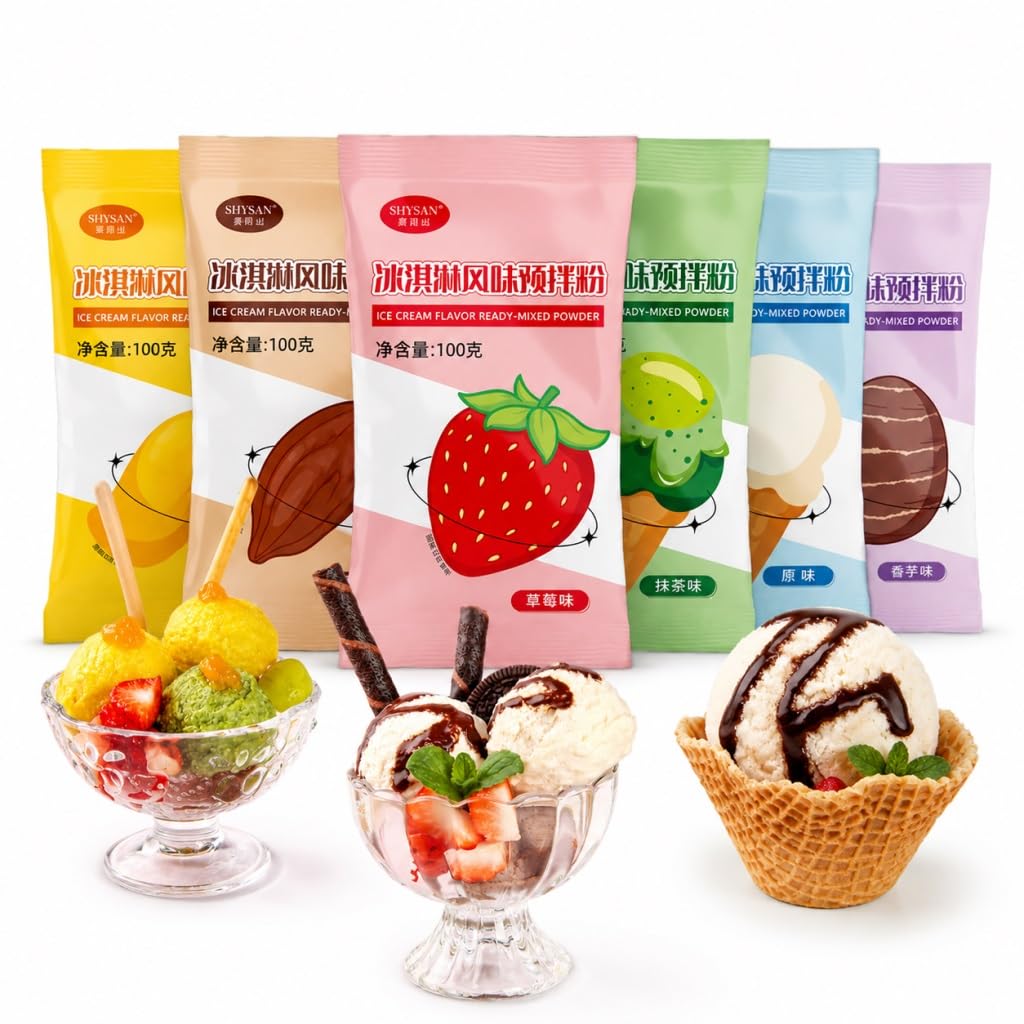 Pyszne Lody W Proszku O 6 Smakach, Małe Opakowanie 100 G, Zestaw Do Samodzielnego Przygotowywania Domowych Lodów Łatwej Zabawy Domu