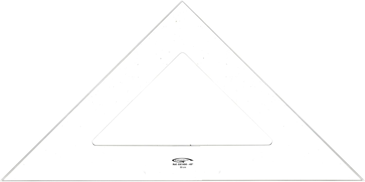45° Square Ruler, 32 cm, Transparent, Acrylic Glass with Stain-Resistant Edges