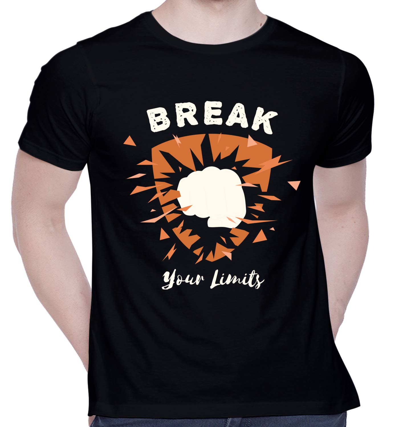 Graphic Printed T-Shirt for Unisex Break Your Limits Tshirt | Casual Half Sleeve Round Neck T-Shirt | 100% Cotton | D00714-113