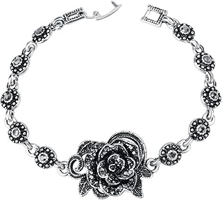 Sudemota Pulsera Pulseras de Moda Vintage Rose Flower Crystal Pulseras Brazaletes for Mujeres Joyería romántica de Moda Color Plata Pulseras de Moda Pulseras