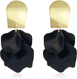 Chic Elegant Boho Red Rose Petal Dangle Resin Earrings Drop Acrylic Tiered Matte Flower Earrings Statement Exaggerated Floral Tassel Earrings for Women and Girls