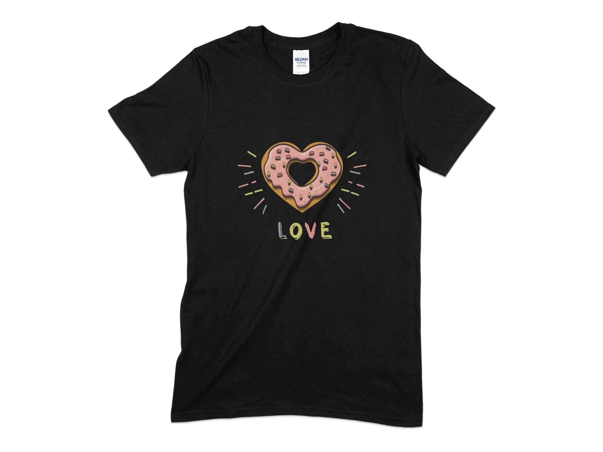 Seek Buy LoveHeart Donut Love Graphic T-Shirt, Cute Doughnut Shirt, Unisex Foodie Tee, Casual Sweet Treat for Pastry Lover