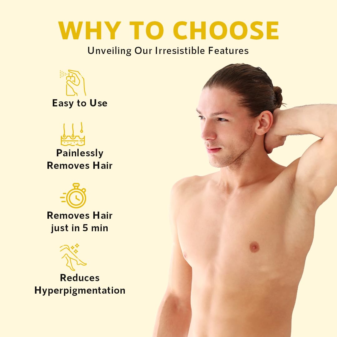 Orgatre Veta Hair Removal Foam Wash For Men & Women | Painless Body Hair Removal Spray For Chest, Back, Legs & Under Arms| Hair Removal Cream Spray - 200 Gm - Image 3 thumbnail