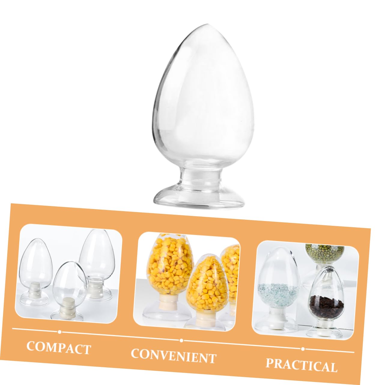 Cabilock 3 Piezas botella de vidrio terrario terrarium tarro de muestra botella cónica transparente cónico botella de corazón de pollo botella de semillas frasco gel de sílice