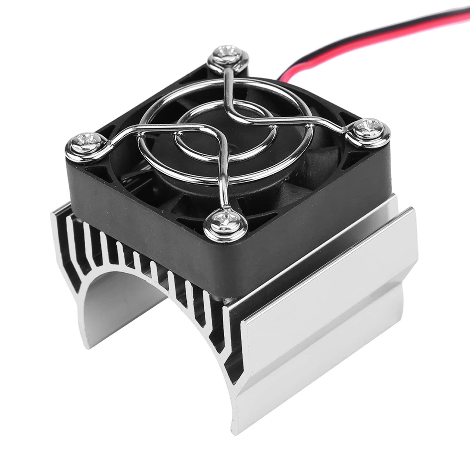 Heat Sink With Cooling Fan for 1/10 Scale Electric RC Car 540 550 3650 Motor (Silver)