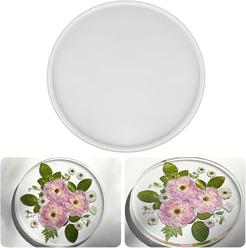 RESINWORLD Molde redondo grande de 14" XL, bandeja profunda del molde del silicón de 0.5" para el bastidor de la resina