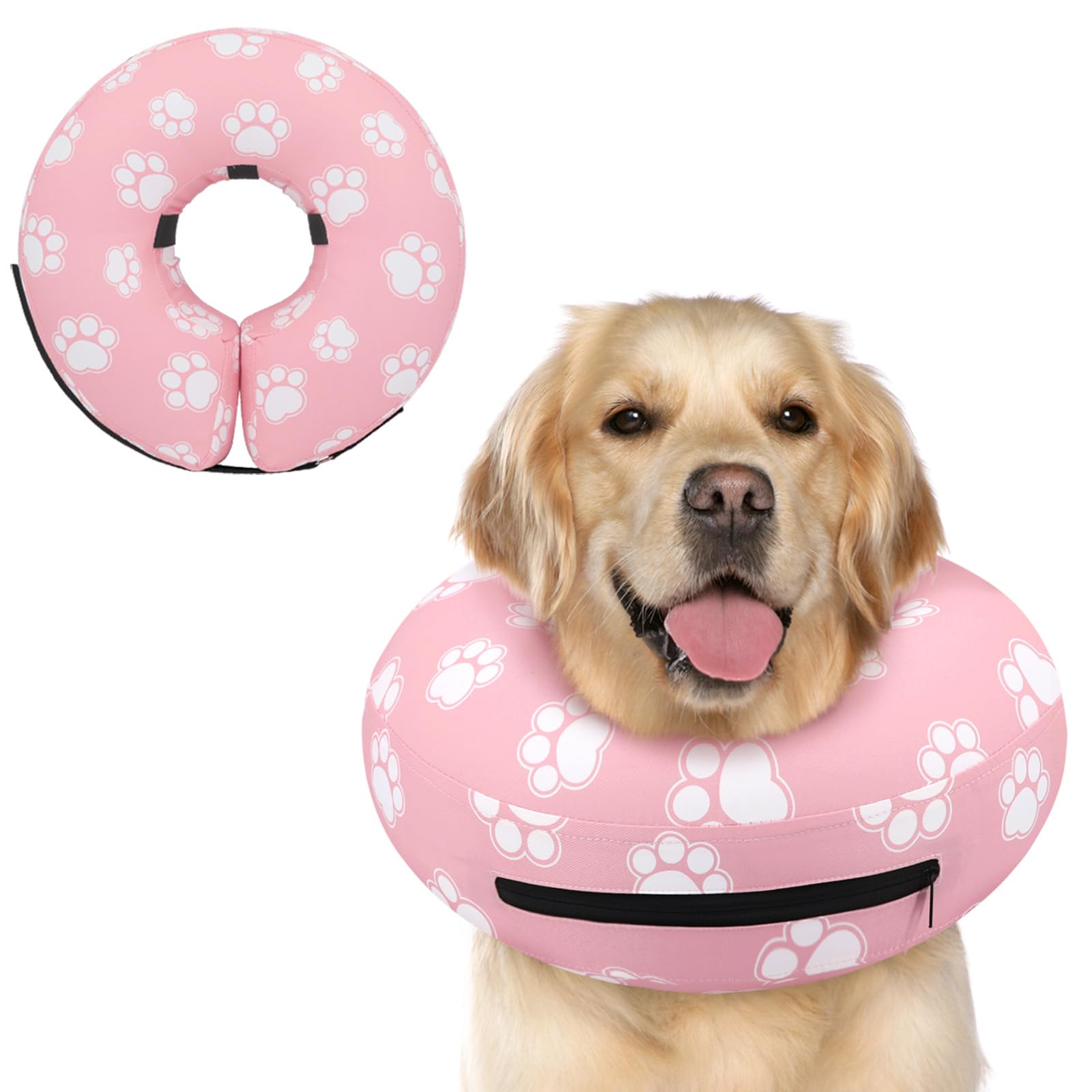 Supet Inflatable Dog Cone Collar Alternative After Surgery, Dog Neck Donut Collar Recovery E Collar, Soft Pet Cone for Small Medium Large Dogs