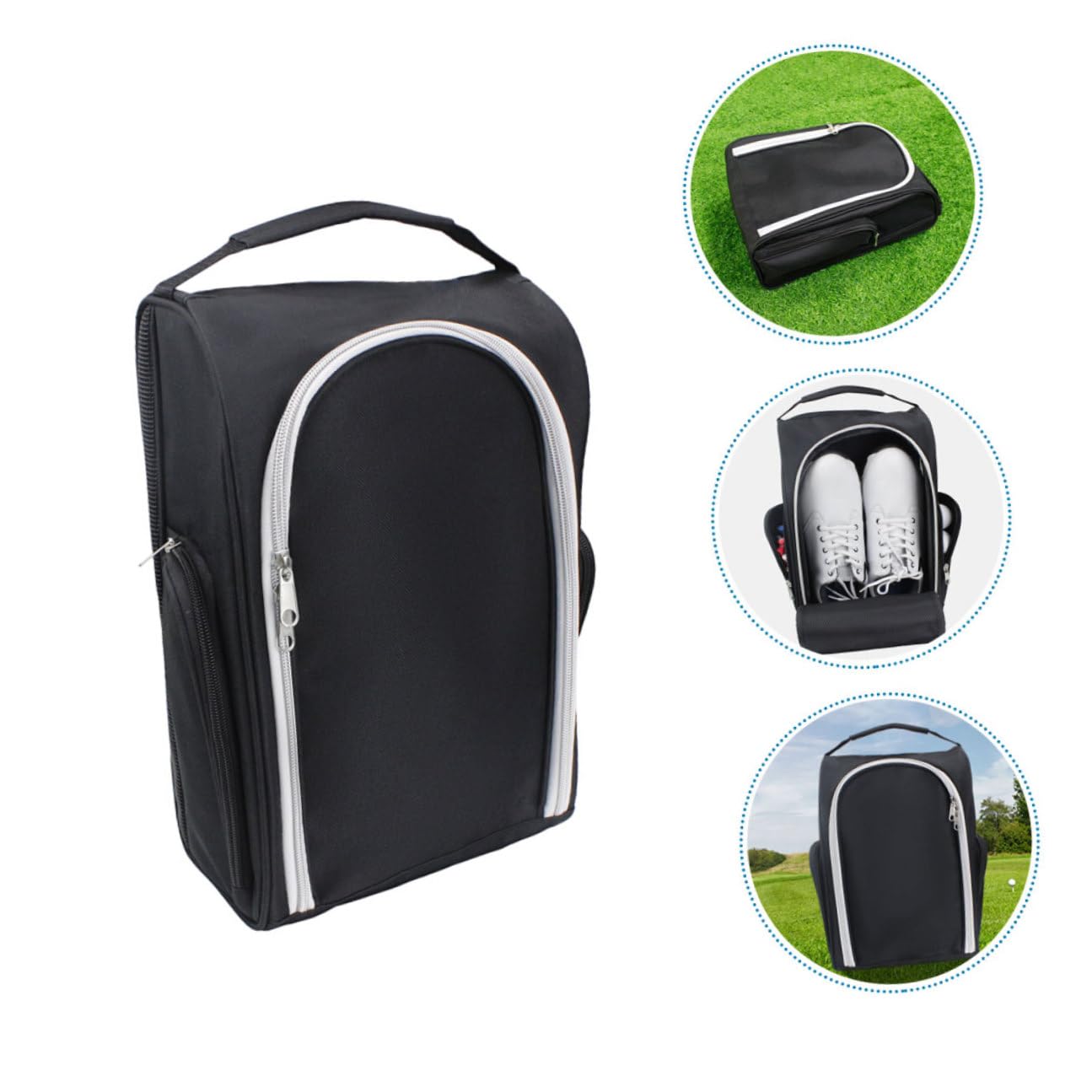 Borsa Portascarpe da Golf in Nylon Nera, Contenitore per Paio