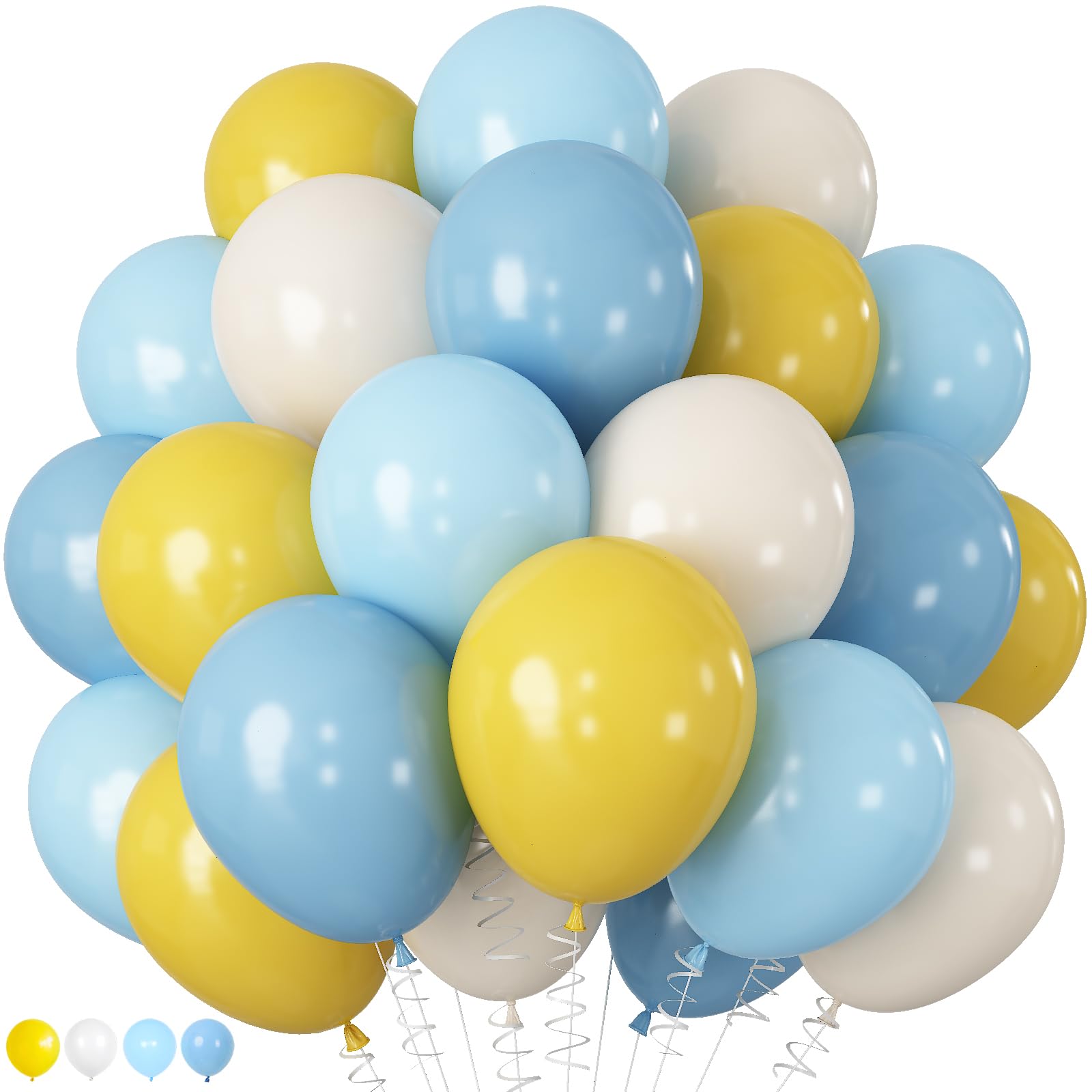 Blue and Yellow Balloons, 12 Inch Pastel Blue Balloons, Mustard Yellow Balloons, Lemon Theme Balloons Summer Baby Shower Bridal Shower Wedding Birthday Party Decorations โ image 1