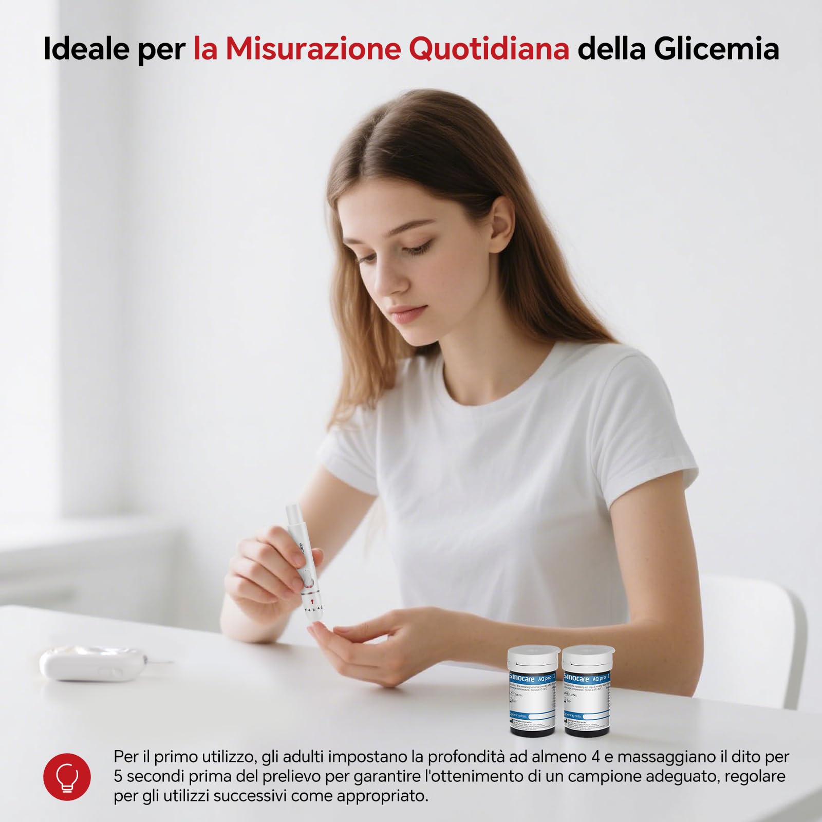 Sinocare Dispositivo Pungidito Penna Pungidito per Glucometro, Profondità regolabile, Prelievo di Sangue Preciso e Indolore