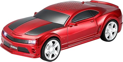 Altavoz portátil inalámbrico para modelo de coche con sonido estéreo, emparejamiento TWS, luces LED de fiesta, reproducción USBTFAUX, ruedas