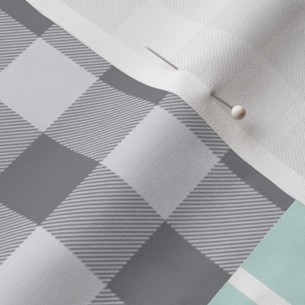 Spoonflower Fabric - Deer Cheater Quilt Pink Mint Grey Woodland Buffalo Plaid Wholecloth Printed on Petal Signature Cotton Fabric by The Yard - Sewing Quilting Apparel Crafts Decor