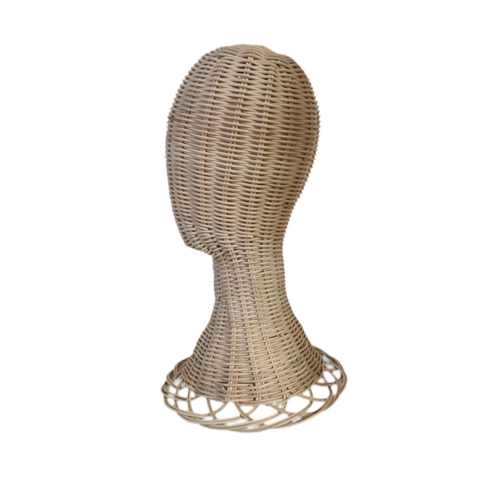 KTUXZCI Hat Display Stand Mannequin Head Model Rattan Barber Salon Shop Hairpieces Accessories Display Window Displays And Cabinets. Is Displaying Hats