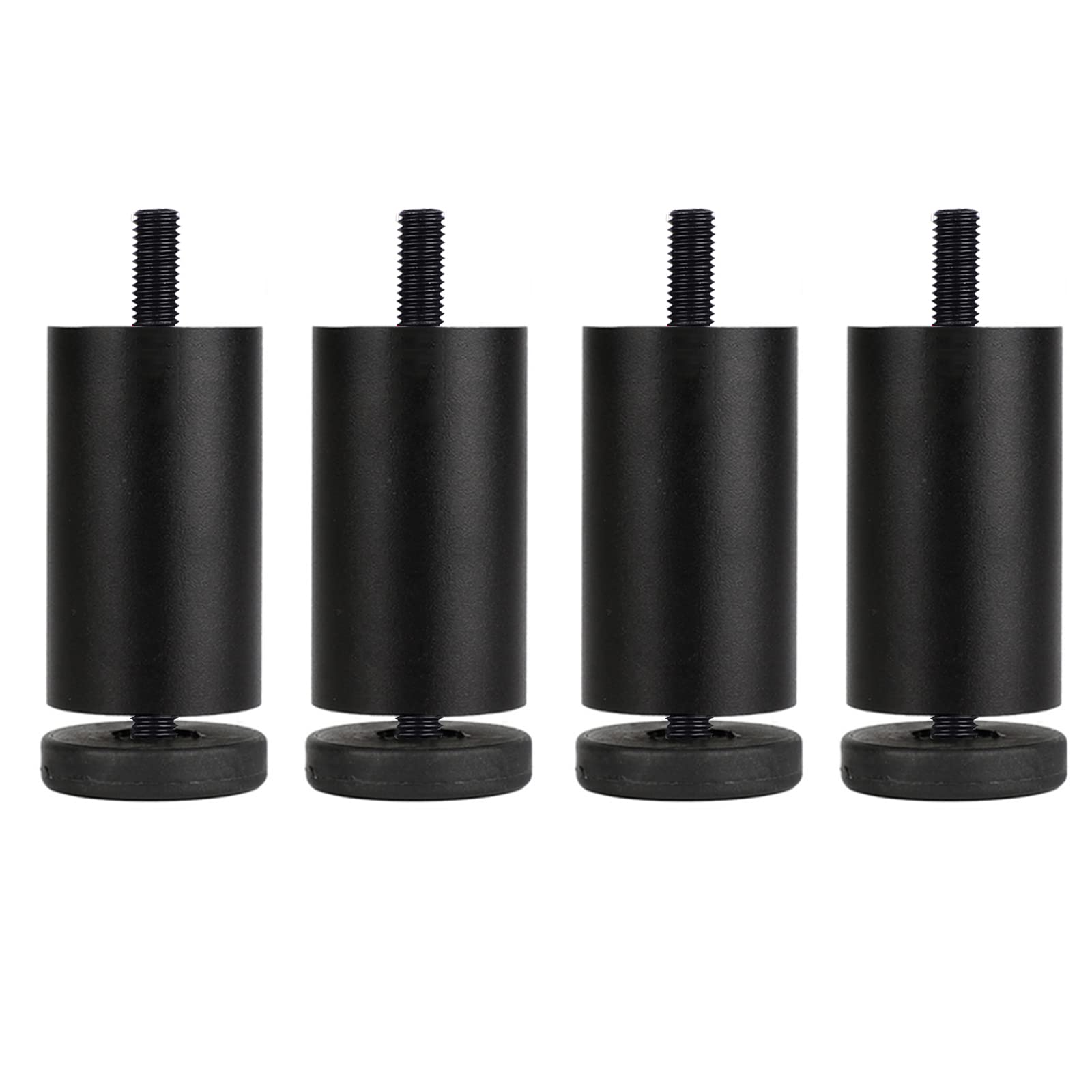 4 gambe regolabili per mobili, piedini in metallo, resistenti, in lega di alluminio, per divano e letto, altezza da 6 cm a 30 cm, M6 (15 cm), colore nero, perfette per casa e ufficio.