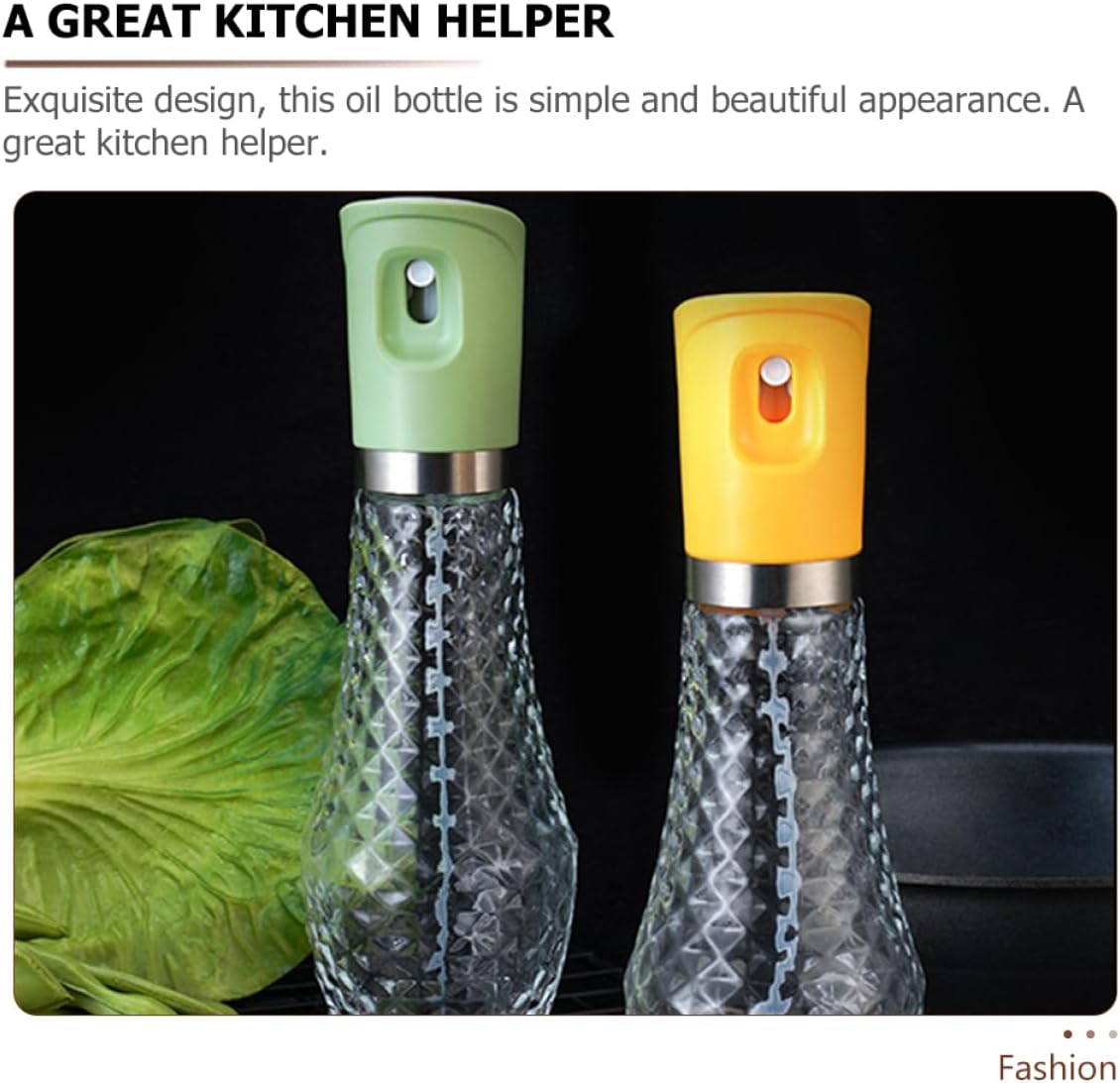 Glass Oil Spray Bottle Stainless Steel Vinegar Dispenser for Kitchen Precise Oil Sprayer for Healthy Cooking Salad Barbecue Capacity