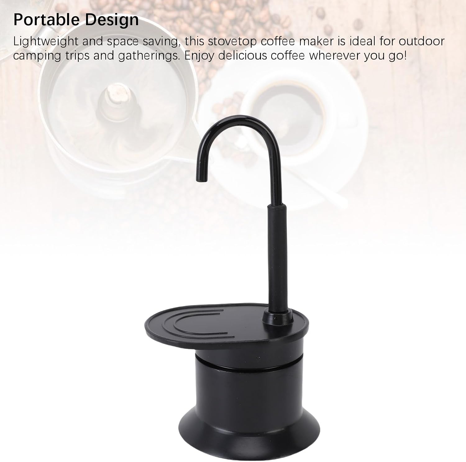 Diydeg Pot, 1Cup 50ML Aluminum Alloy Spout Stovetop Italian Coffee Maker, Portable Quick Brewing Single Tube Coffee Pot, Classic Stovetop Espresso Maker for Outdoor Camping (Black)