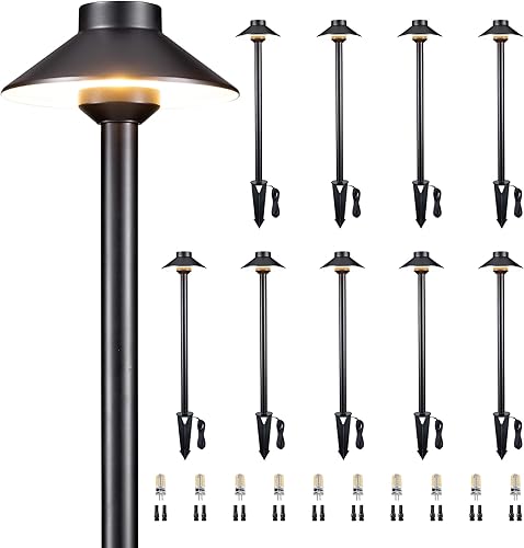 Gardenreet Luces de camino de paisaje de latón  Luz de camino de bajo voltaje de 12 V IP65 impermeable, iluminación LED para pasarela al aire libre