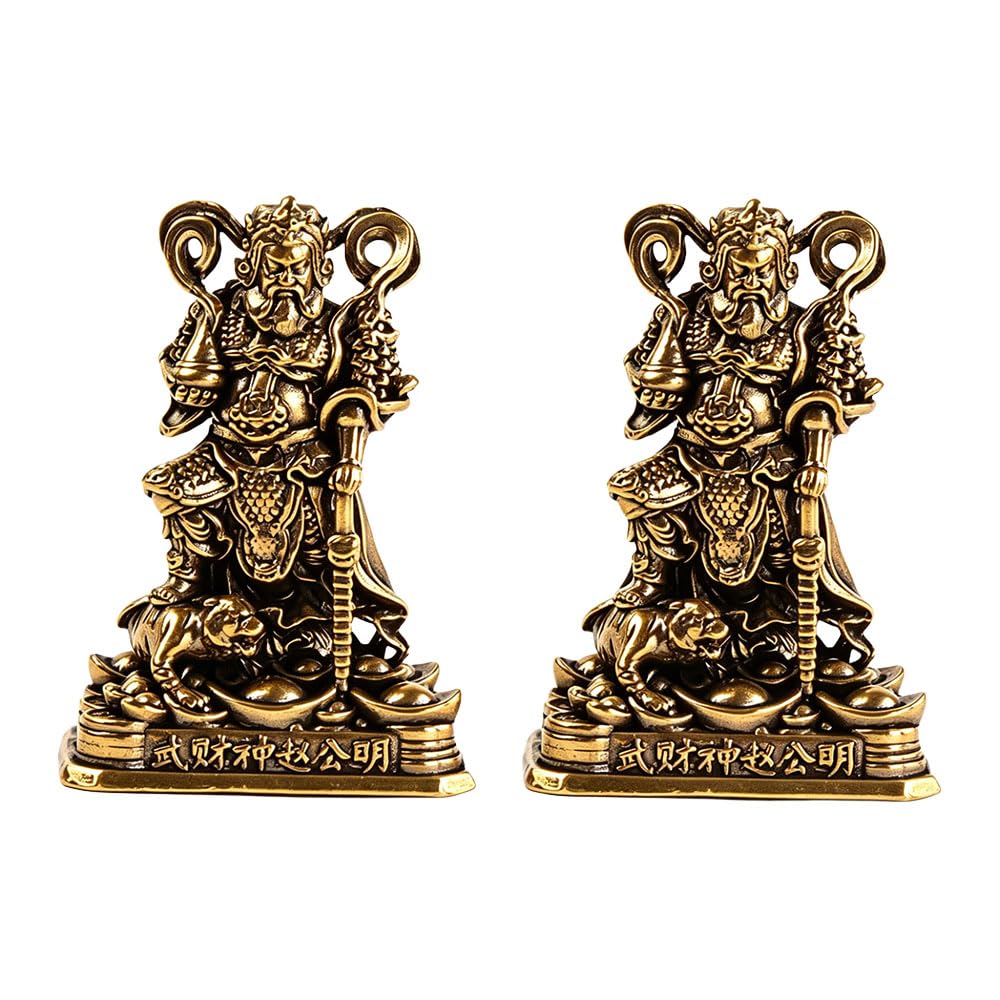 Jehoshaphat 2Pcs God of Wealth Figurine, Overbearing Traditional Fortune Ornament for Home Office Tabletop Indoor Decoration