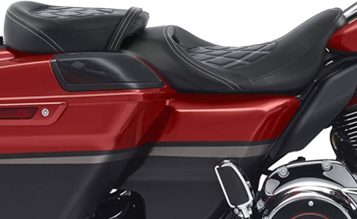 Rider Seat Cushion for Harley, SLMOTO Two-up Front Rear Driver Passenger Seat Detachable Motorcycle Driver & Passenger Motorcycle Seat Fit for Harley Touring Road King Street GlideSpecial FLHRXS