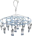 Porte-greffes en acier inoxydable 24 Sous-vêtements ronds en métal Clip Chaussure de chaussettes Lingerie Botte de grande capacité portable à l'intérieur extérieur bébé humide et sécheuse (24 Cycle)