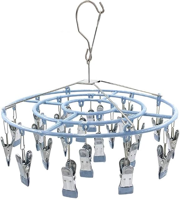 Porte-greffes en acier inoxydable 24 Sous-vêtements ronds en métal Clip Chaussure de chaussettes Lingerie Botte de grande capacité portable à l'intérieur extérieur bébé humide et sécheuse (24 Cycle)