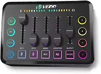 Mesa de Som para Jogos, Interface de Áudio Recarregável com RGB e Interface de Microfone XLR, Alimentação Fantasma de 48V, para Podcast/Gravação