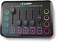 Mesa de Som para Jogos, Interface de Áudio Recarregável com RGB e Interface de Microfone XLR, Alimentação Fantasma de 48V, para Podcast/Gravação