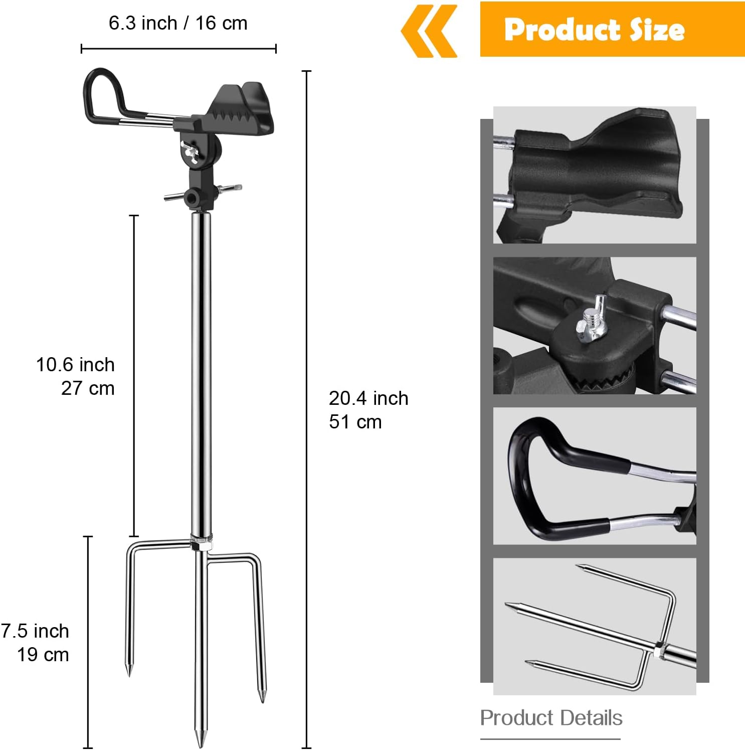 Fishing Rod Holders, Fishing Pole Holders for Ground, Multifunctional Stainless Steel Beach Fishing Rod Holder Fishing Gifts for Men(2 Pack )