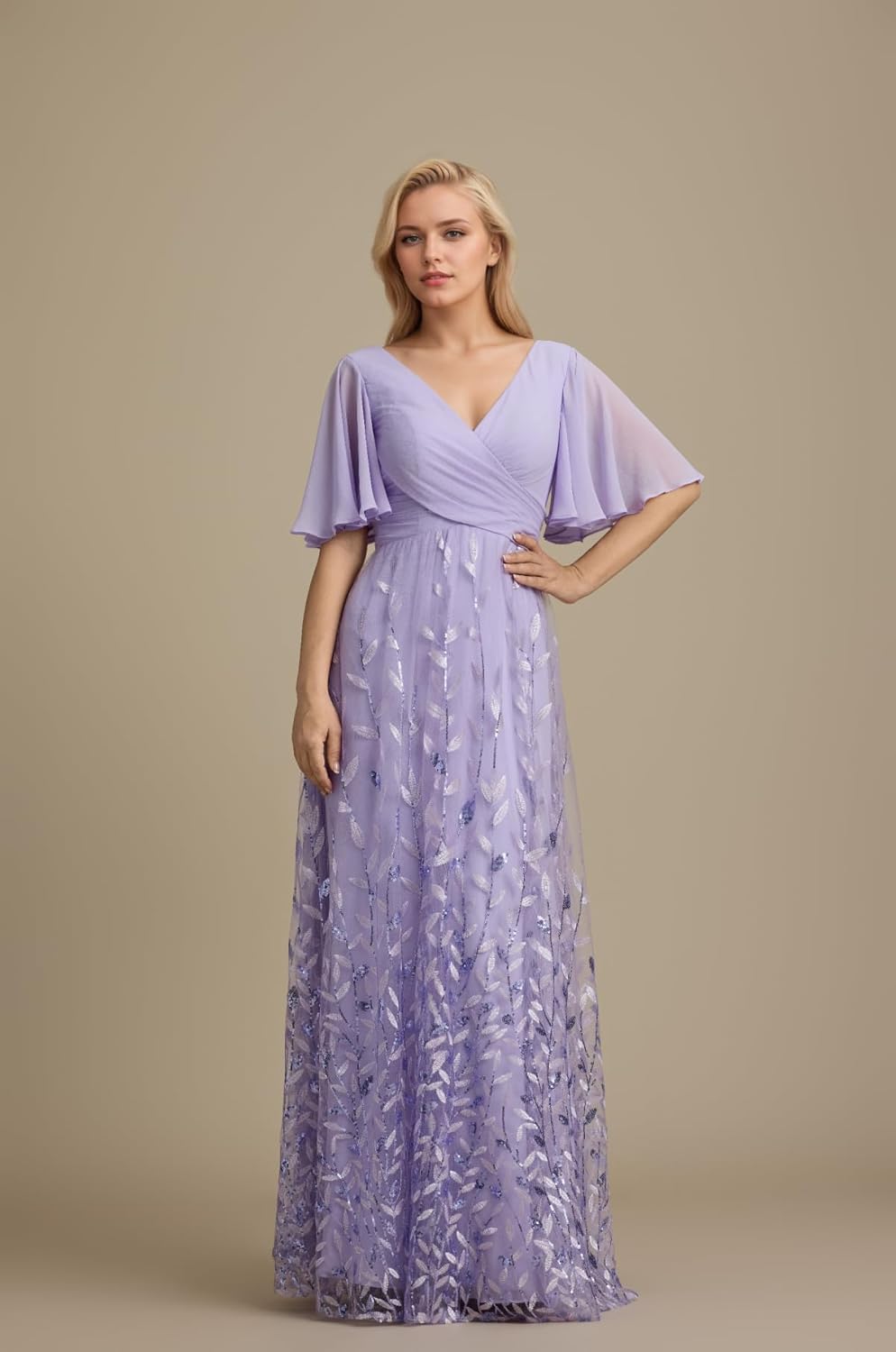 Leaf Lace Appliques Mother of The Bride Dresses for Women Formal Wedding Guest Floor Length Evening Gown