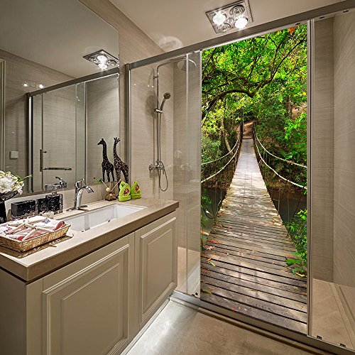 Modern Art Drawbridge 3D Door Sticker, Peel And Stick Vinyl Door Mural Decals For Home Decor, 30.3X78.7"(77X200Cm), 2 Pcs Set #TOP2