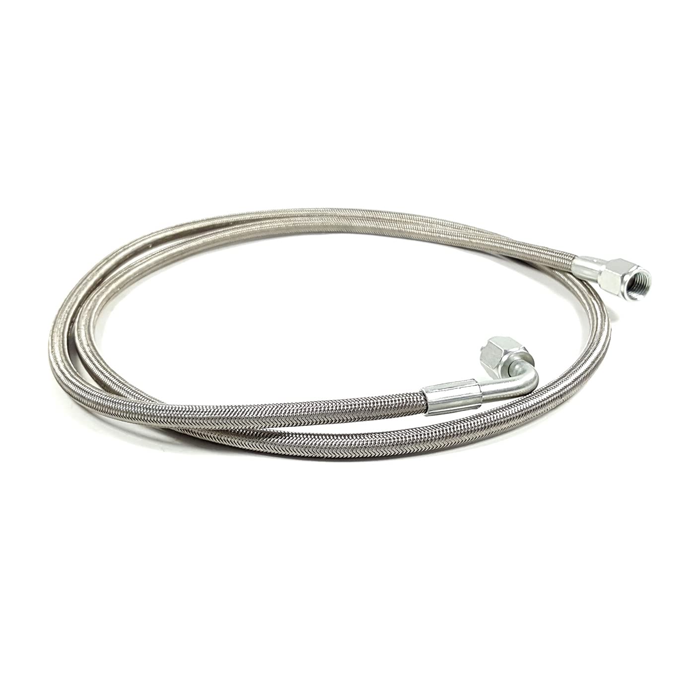 4AN Turbo Oil Feed Line - 60" Steel Braided With 90° & Straight Ends - Teflon Lined For T3/T4 Turbos